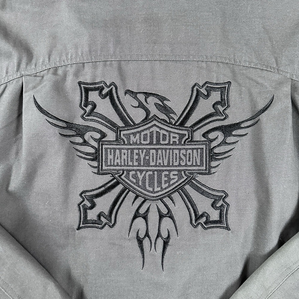 Vintage Harley Davidson Detroit Jacket Embroidered Mechanic Canvas Bomber - Picture 11 of 16